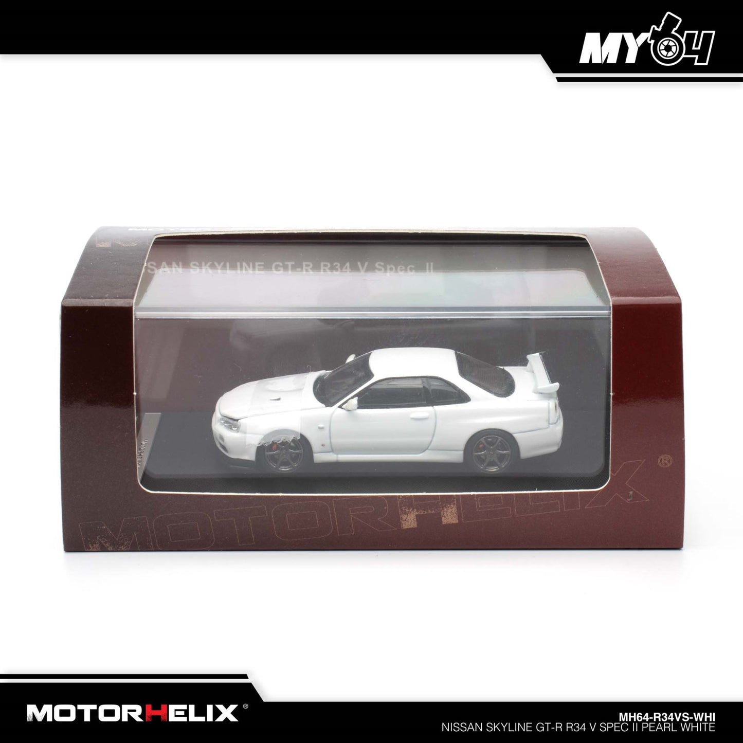 MOTORHELIX Nissan Skyline GT-R R34 Z-Tune Pearl White 1:64