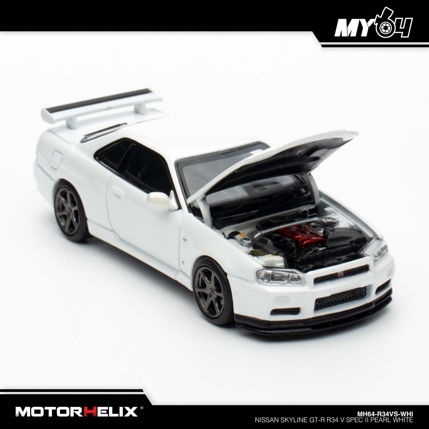 MOTORHELIX Nissan Skyline GT-R R34 Z-Tune Pearl White 1:64