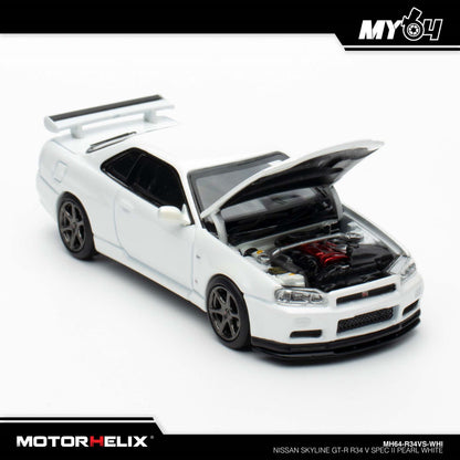 MOTORHELIX Nissan Skyline GT-R R34 Z-Tune Pearl White 1:64