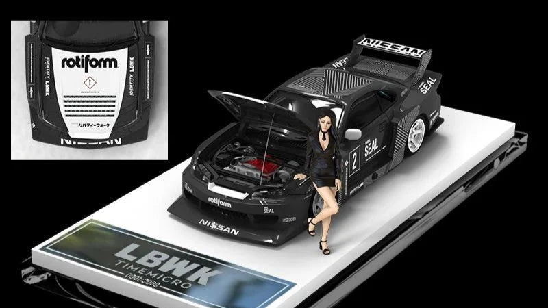 Time Micro 1:64 LBWK Nissan S15 SILVIA #2 Black + Figure