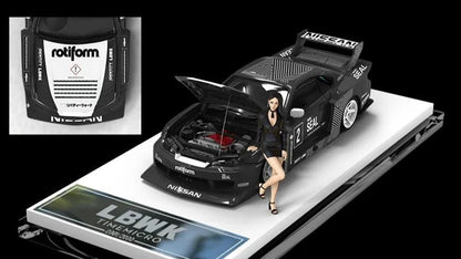 Time Micro 1:64 LBWK Nissan S15 SILVIA #2 Black + Figure