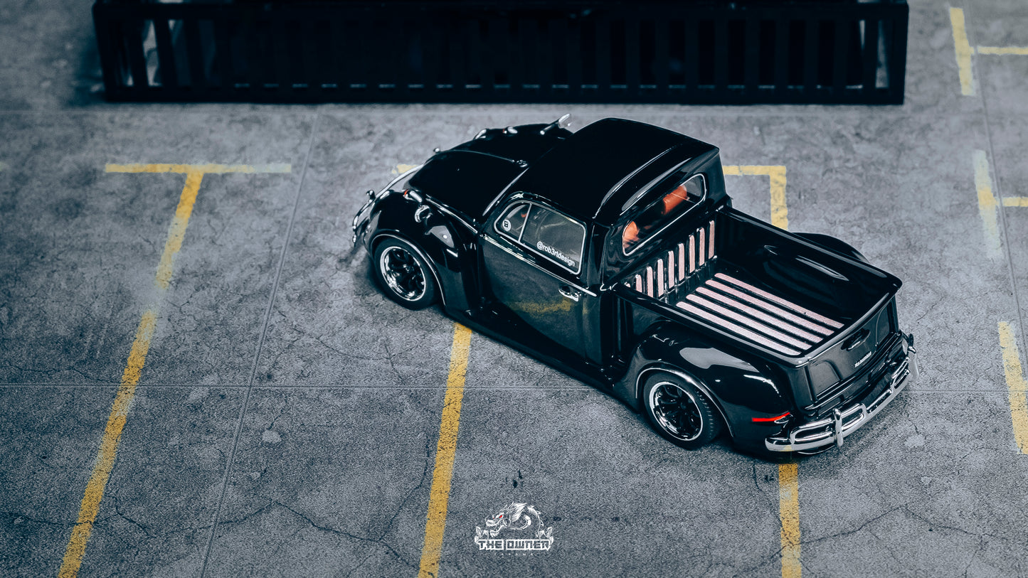 YM Model X Robert Design Volkswagen Beetle Pickup Truck FUSCUP in Black 1:64 Limited to 499 Pcs