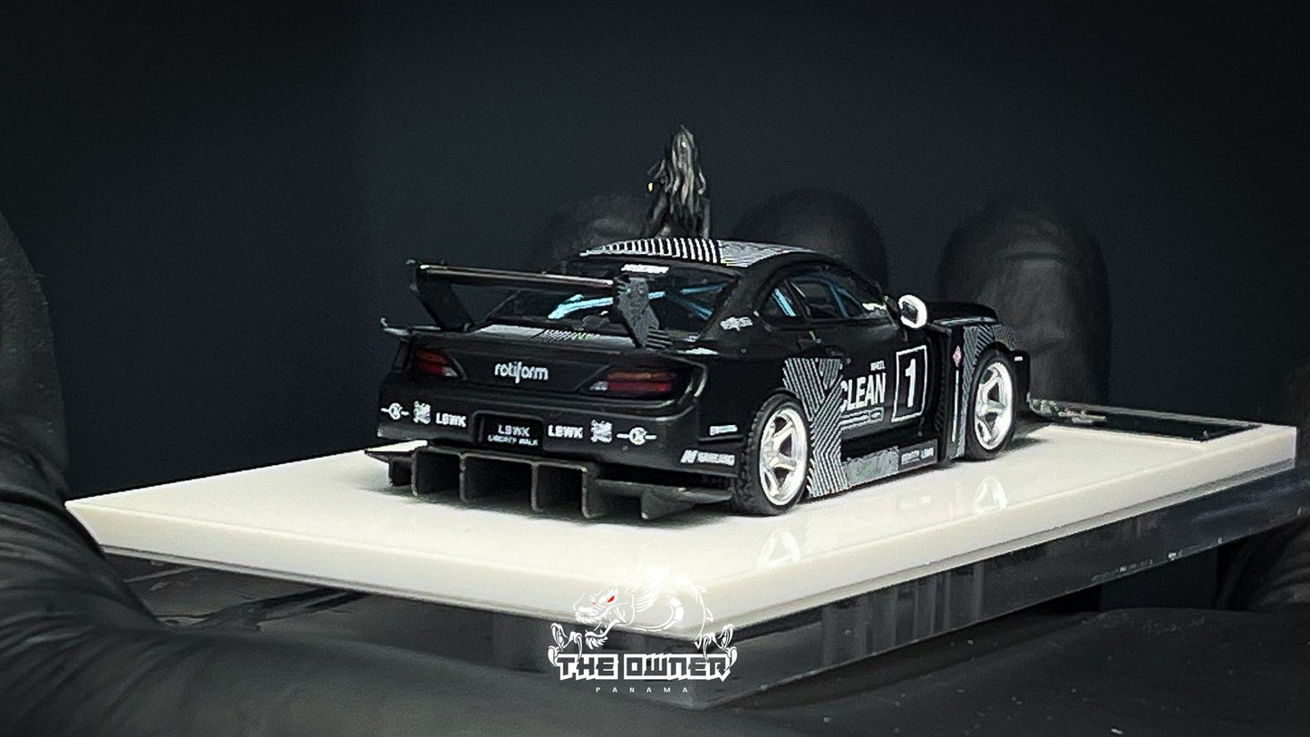 Time Micro 1:64 LBWK Nissan S15 SILVIA #2 Black + Figure