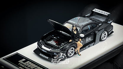 Time Micro 1:64 LBWK Nissan S15 SILVIA #2 Black + Figure