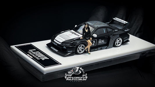 Time Micro 1:64 LBWK Nissan S15 SILVIA #2 Black + Figure